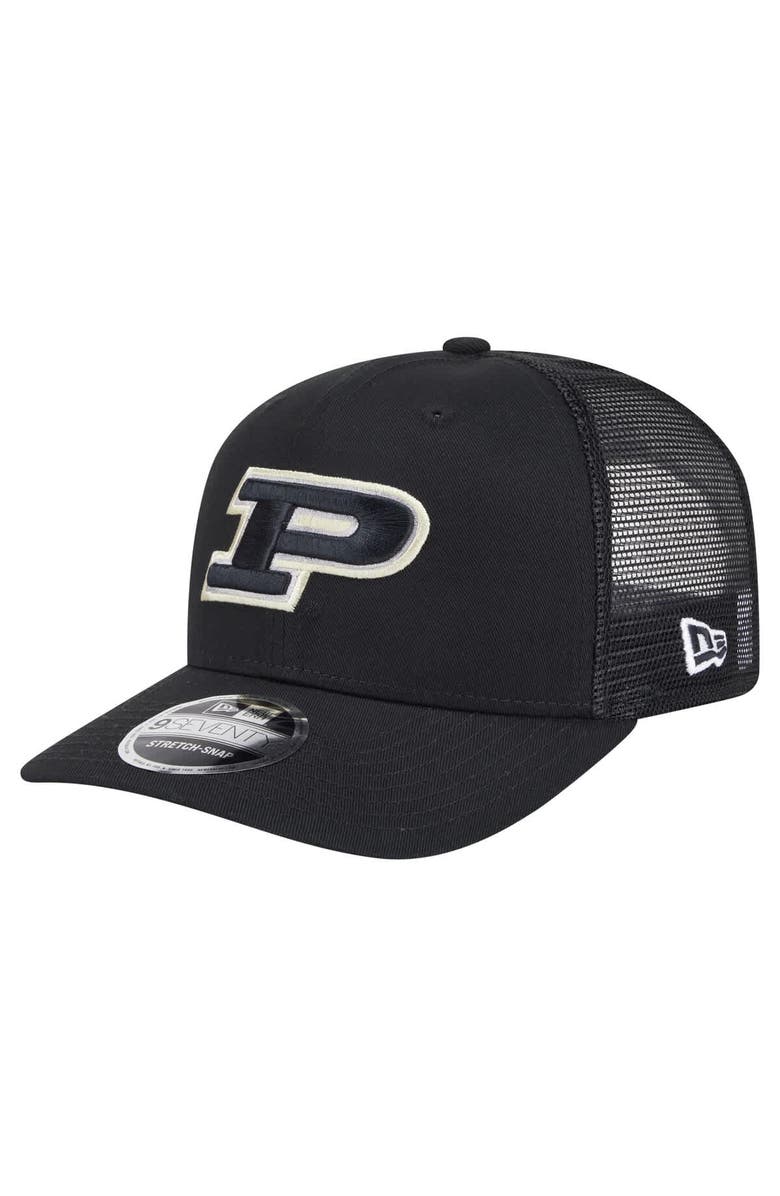 New Era Men's New Era Black Purdue Boilermakers Primary 9SEVENTY Trucker Stretch-Snap Hat, Main, color, 