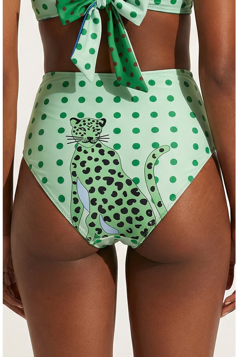 Polka Bloom Reversible Bikini Bottom, Alternate, color, Green