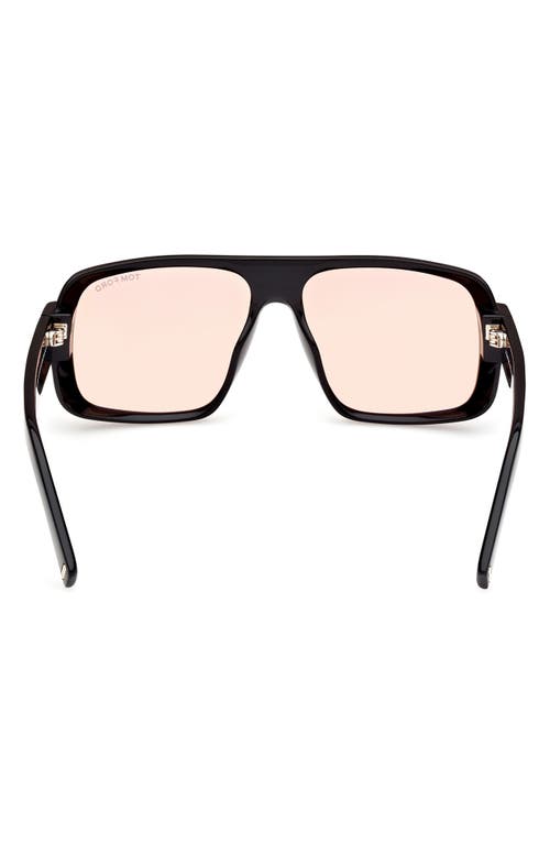 Tom Ford Rectangular Sunglasses In Black Eco/t/logo