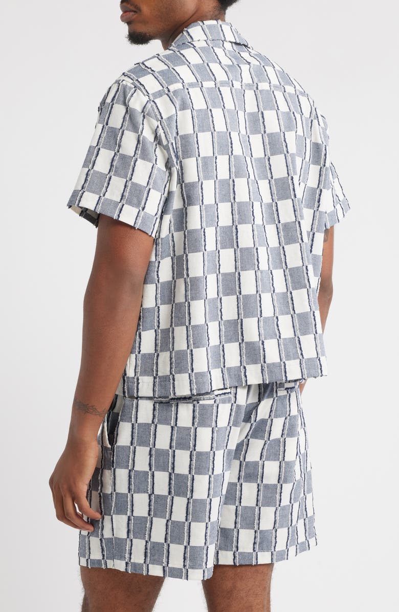 RIZORT Andrew Check Cotton Camp Shirt, Alternate, color, Navy