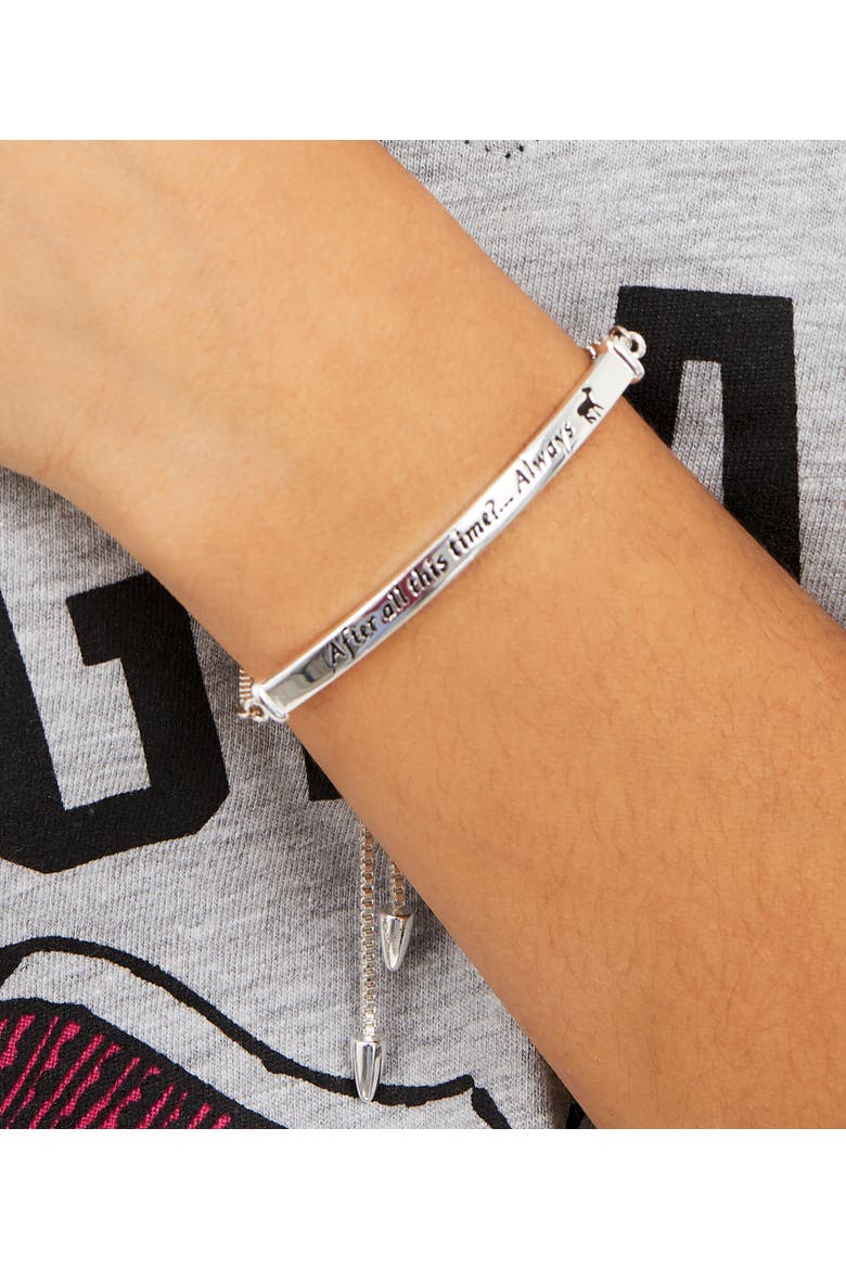 Snape's Silver Plated Love Always Bar Lariat Bracelet, 8.5", Alternate, color, Silver