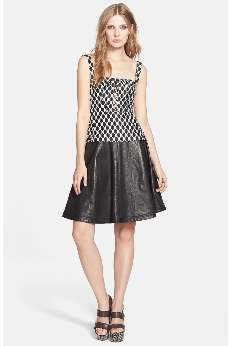 'Riley' Leather Skirt, Alternate, color, BLACK