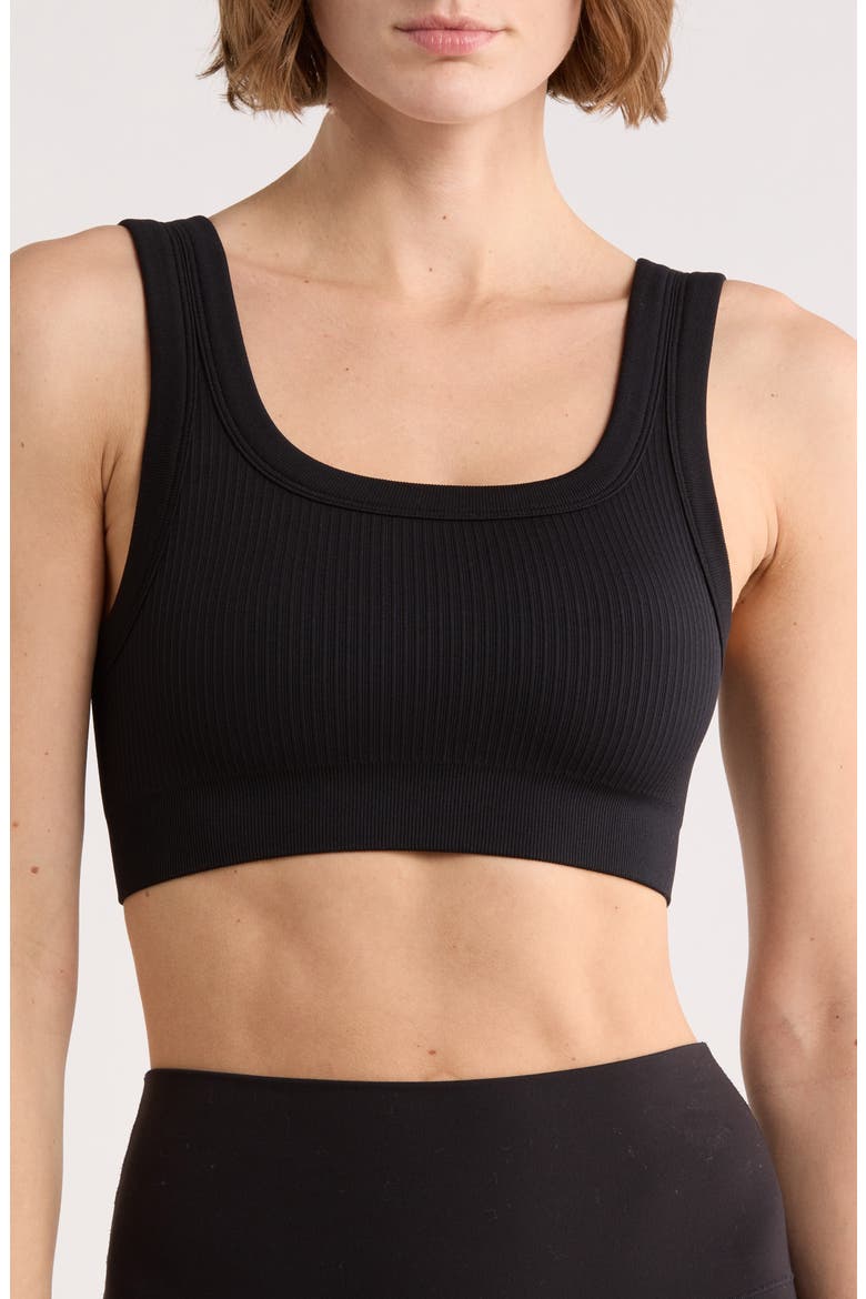 Seamless Square Neck Bra, Main, color, BLACK