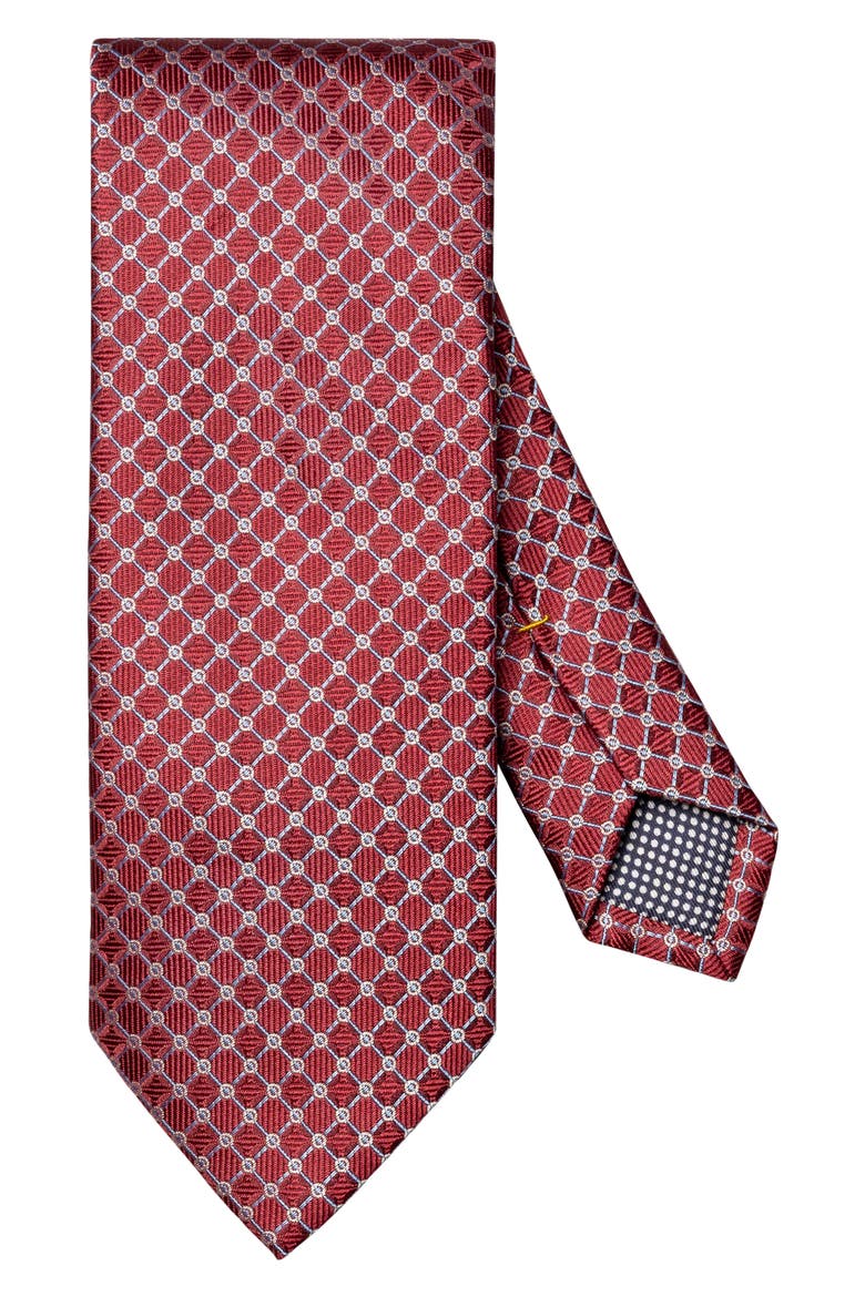 Geometric Jacquard Silk Tie, Main, color, RED