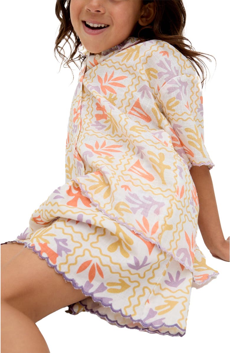 Raffya Kids Gilly Scalloped Edge Matisse Print Shorts, Alternate, color, Multi