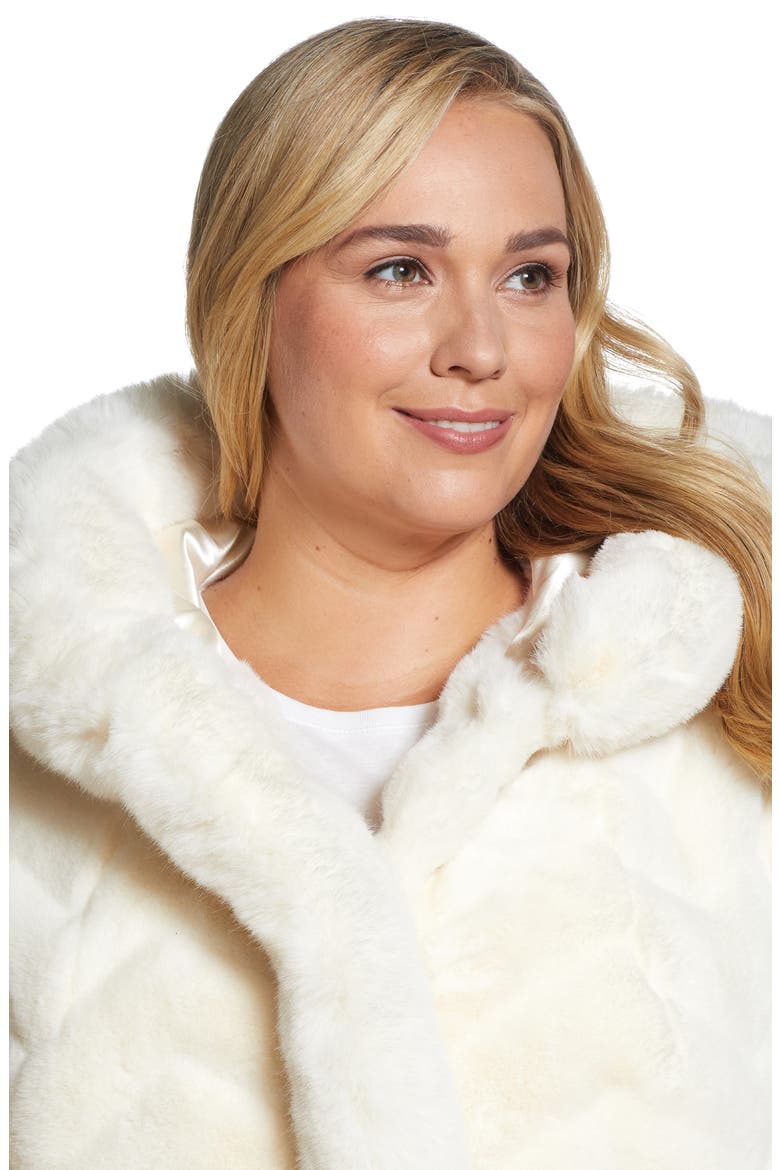 Hooded Faux Fur Jacket, Alternate, color, CREAM