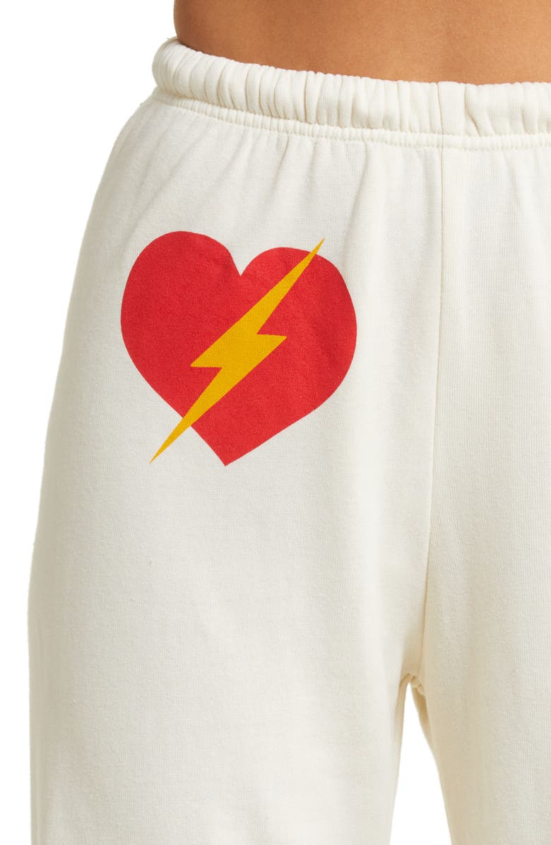 Aviator Nation Bolt Heart Cotton Blend Joggers, Alternate, color, Vintage White