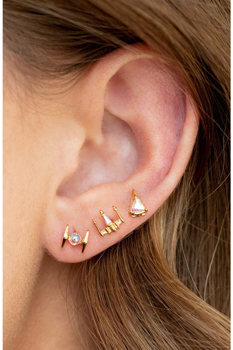 Star Wars™ Starfighter Stud Earrings Set, Alternate, color, GOLD
