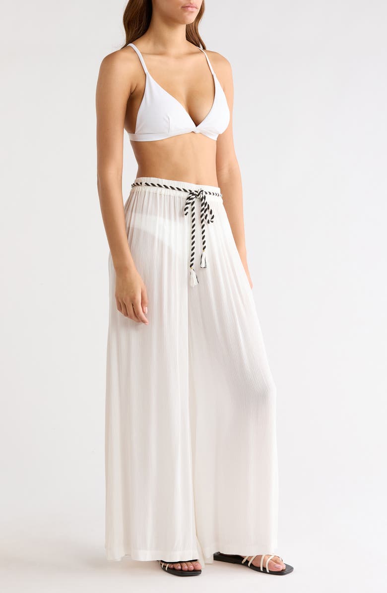 Elan Wide Leg Cover-Up Pants, Alternate, color, White