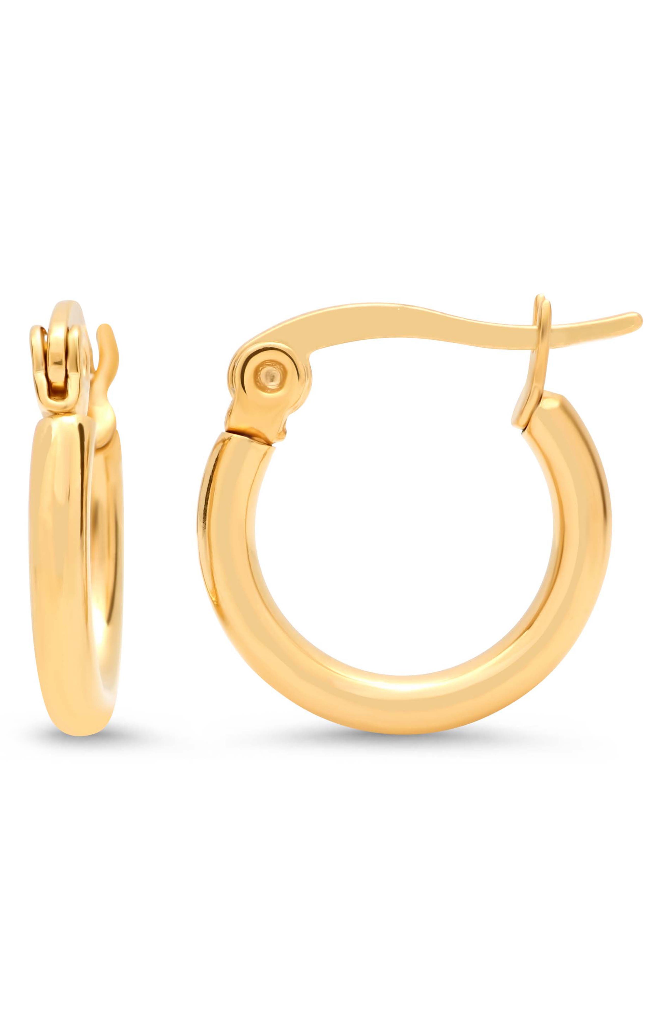 18k Gold Plated 12mm Hoop Earrings