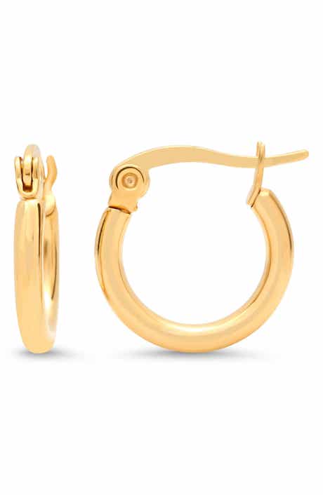 18k Gold Plated 12mm Hoop Earrings