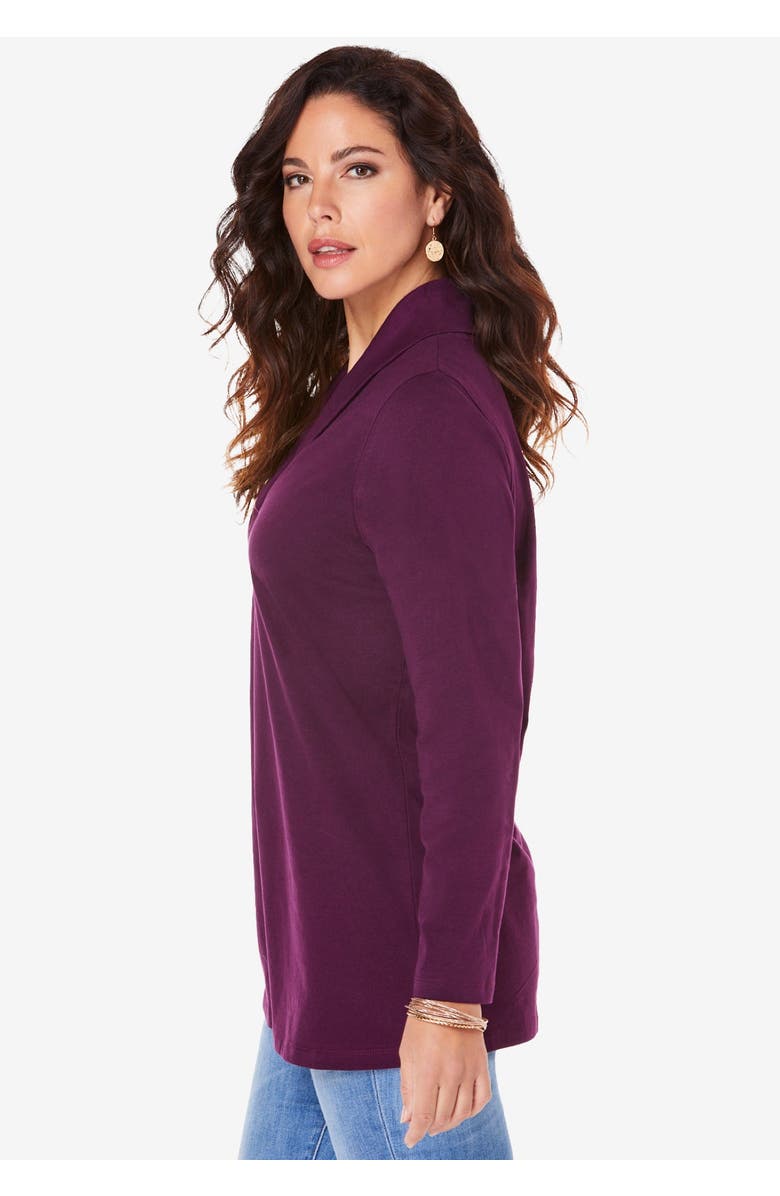 Roaman's Shawl Collar Ultimate Tee, Alternate, color, Black