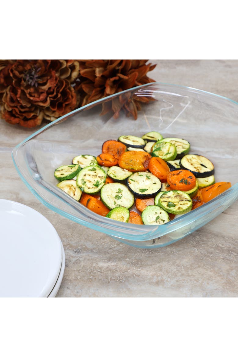 Carnegie Hill 12 inch x 10 Inch x 2.6 Inch Tempe Glass Roaster Pan with Built-in Handles, Alternate, color, Clear