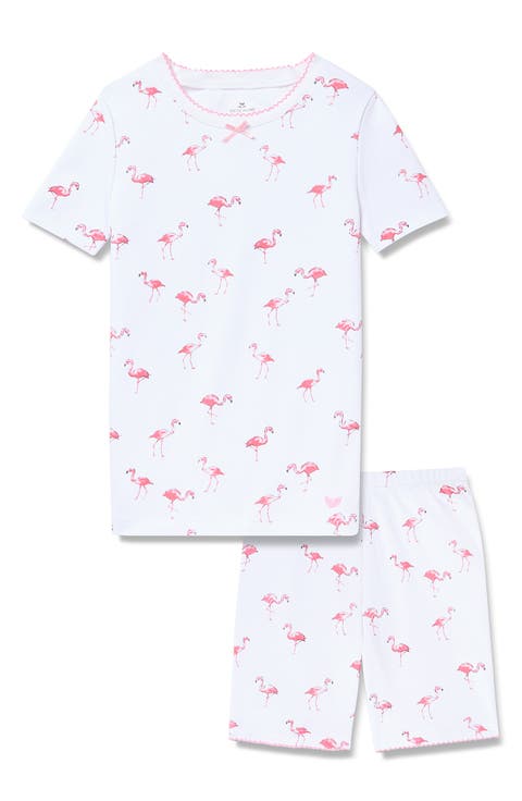 Kids' Flamingo Print Cotton Fitted Two-Piece Short Pajamas (Toddler, Little Kid & Big Kid)