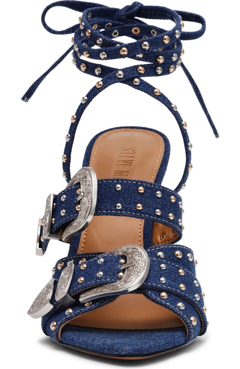 Steve Madden Saddle Embellished Ankle Strap Sandal, Alternate, color, Denim Mult