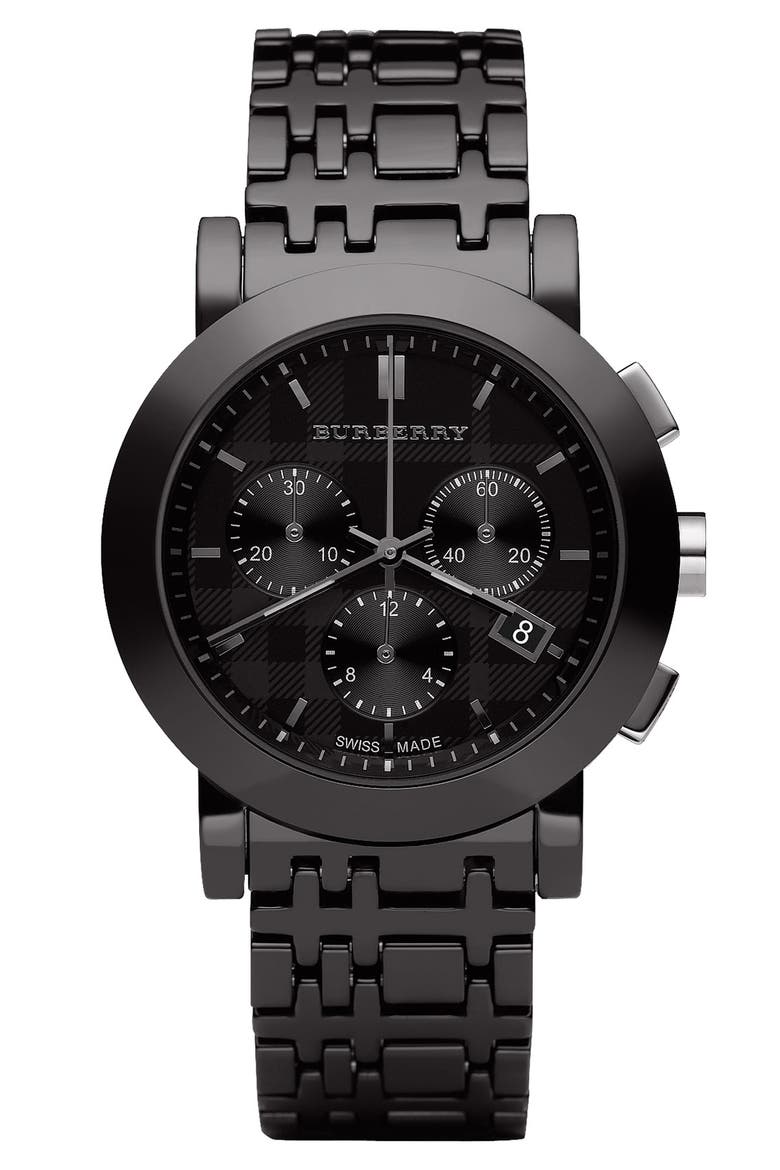Large Ceramic Chronograph Watch, Main, color, BLACK
