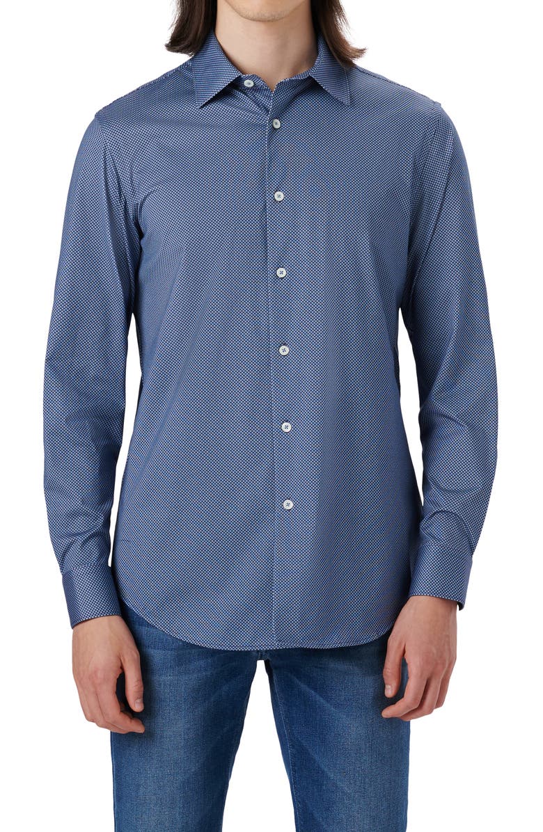 Bugatchi OoohCotton<sup>®</sup> Diamond Print Button-Up Shirt, Main, color, 