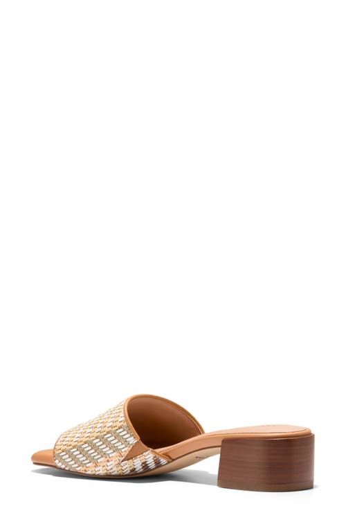 Cole Haan Calli Single Band Block Heel Slide Sandal In Striped Raffia/biscuit Leather