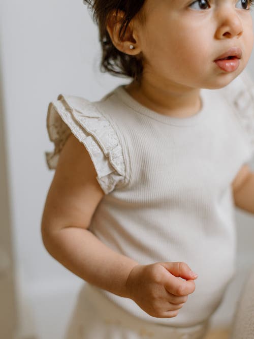 Colored Organics Daphne Ribbed Tank With Eyelet Ruffle In Brown