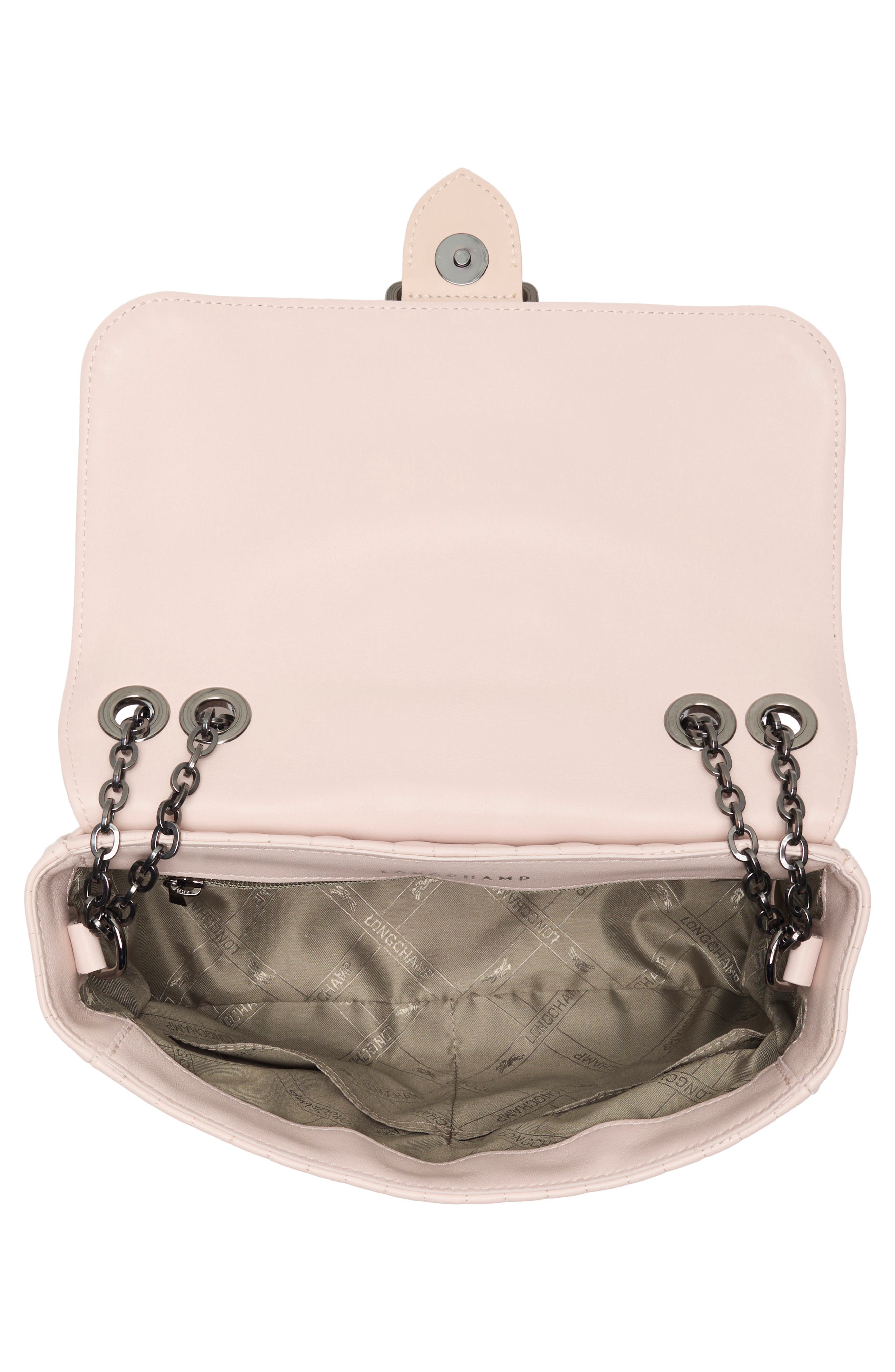 Longchamp Amazone Small Quilted Leather Crossbody Bag, Alternate, color, Pale Pink