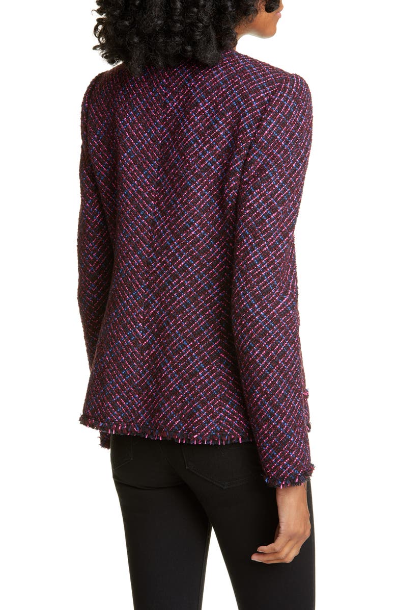 Rebecca Taylor Fringe Detail Cotton & Wool Tweed Jacket, Alternate, color, 