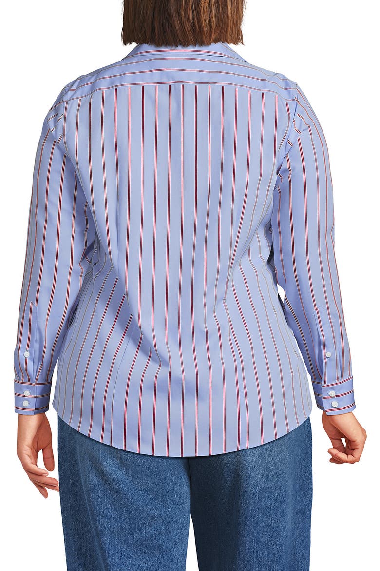 Plus Size No Iron Button Front Shirt, Alternate, color, Light Sea Blue Rail Stripe