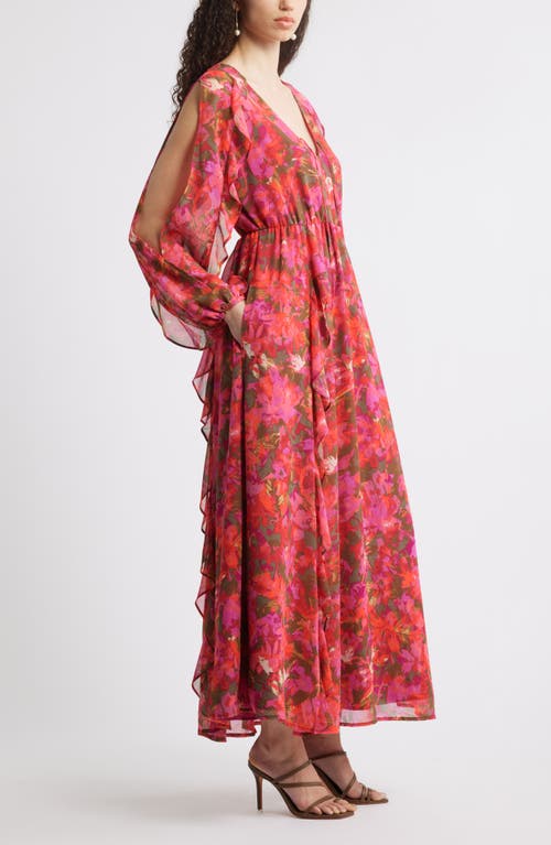 Chelsea28 Ruffle Print Long Sleeve Maxi Dress