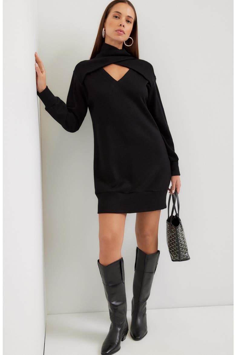 Claylee Turtleneck Cutout Dress, Alternate, color, BLACK