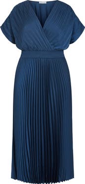 City Chic Elia Faux Wrap Pleated Dress