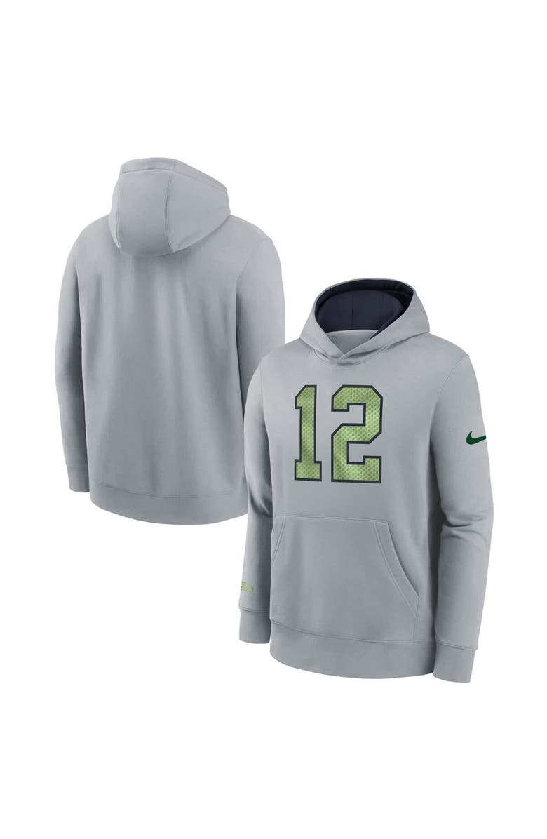 Nike Youth Nike Wolf Gray Seattle Seahawks 2025 Rivalries Collection Club Hoodie, Main, color, Gray