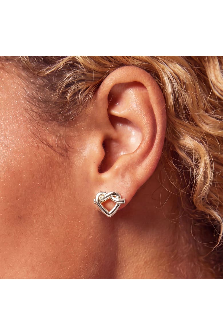 Heart Knot Stud Earrings, Alternate, color, Sterling Silver