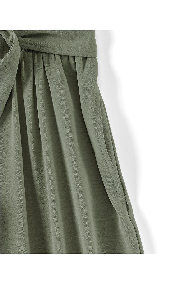 Lands' End Sleeveless Creaseless Wrap Jumpsuit with Smocked Waist, Alternate, color, Sage