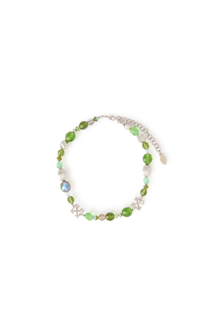 Arrow Charm Mixed Bead Choker in Green, Main, color, Green Multi / Silver