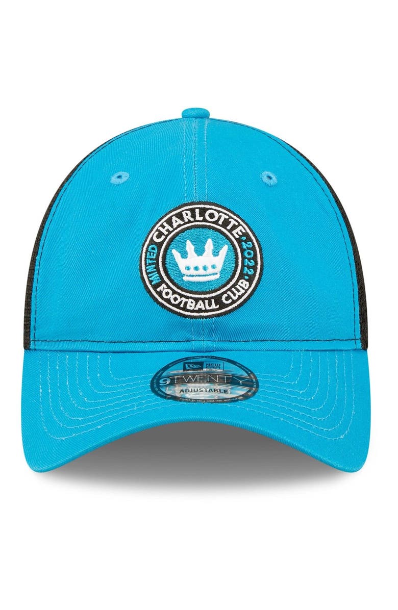 New Era Men's New Era Blue/Black Charlotte FC Team Trucker 9TWENTY Snapback Hat, Alternate, color, 