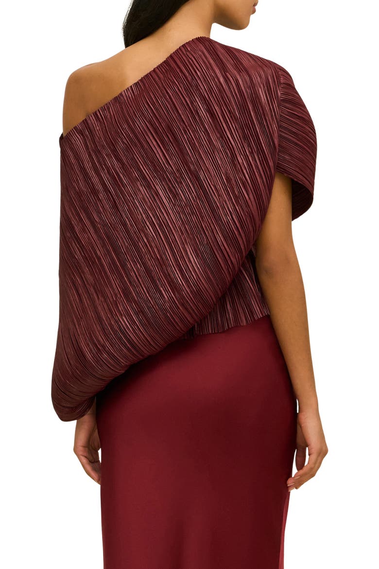 One-Shoulder Pleated Top, Alternate, color, WINTER PLUM
