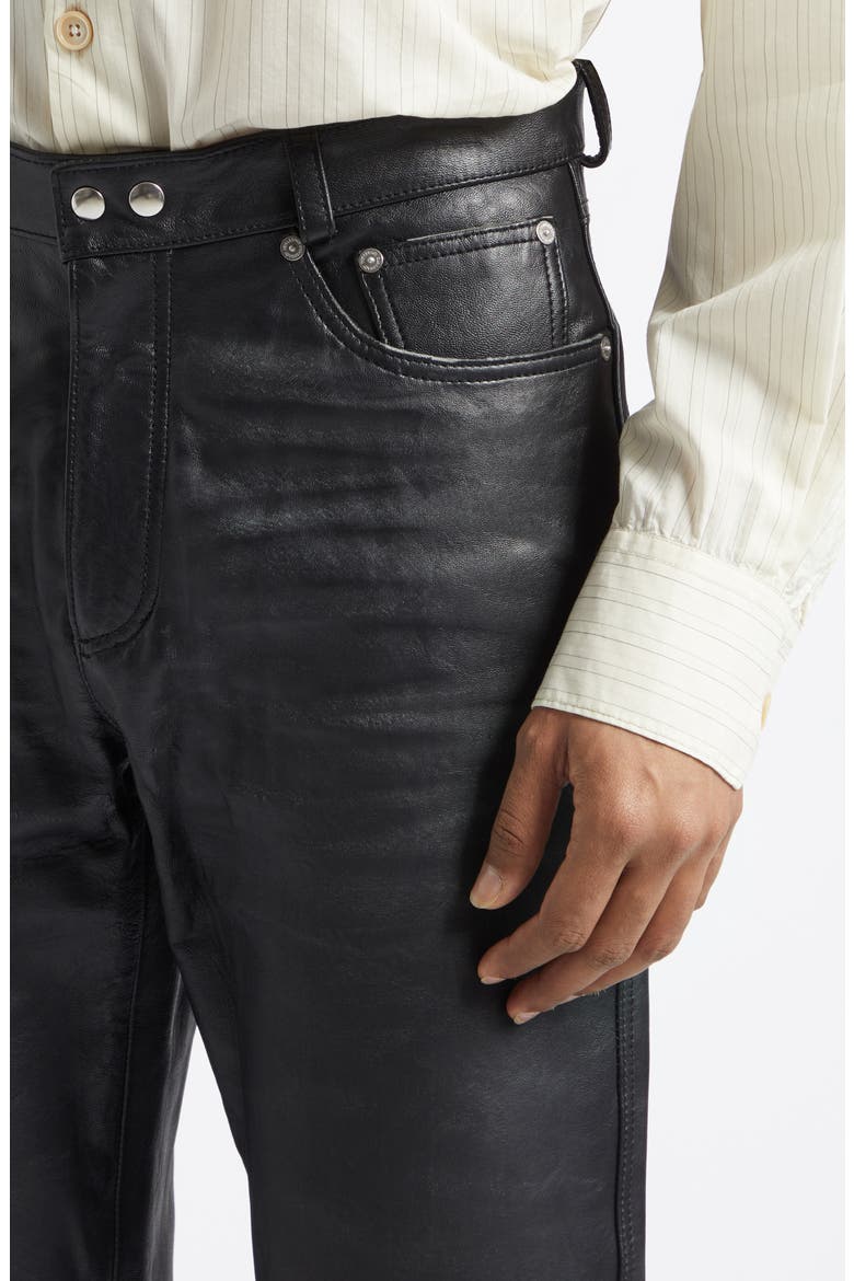 Carlson Cut Five-Pocket Leather Jeans, Alternate, color, WHISKER BLACK BUFFED LAMBSKIN
