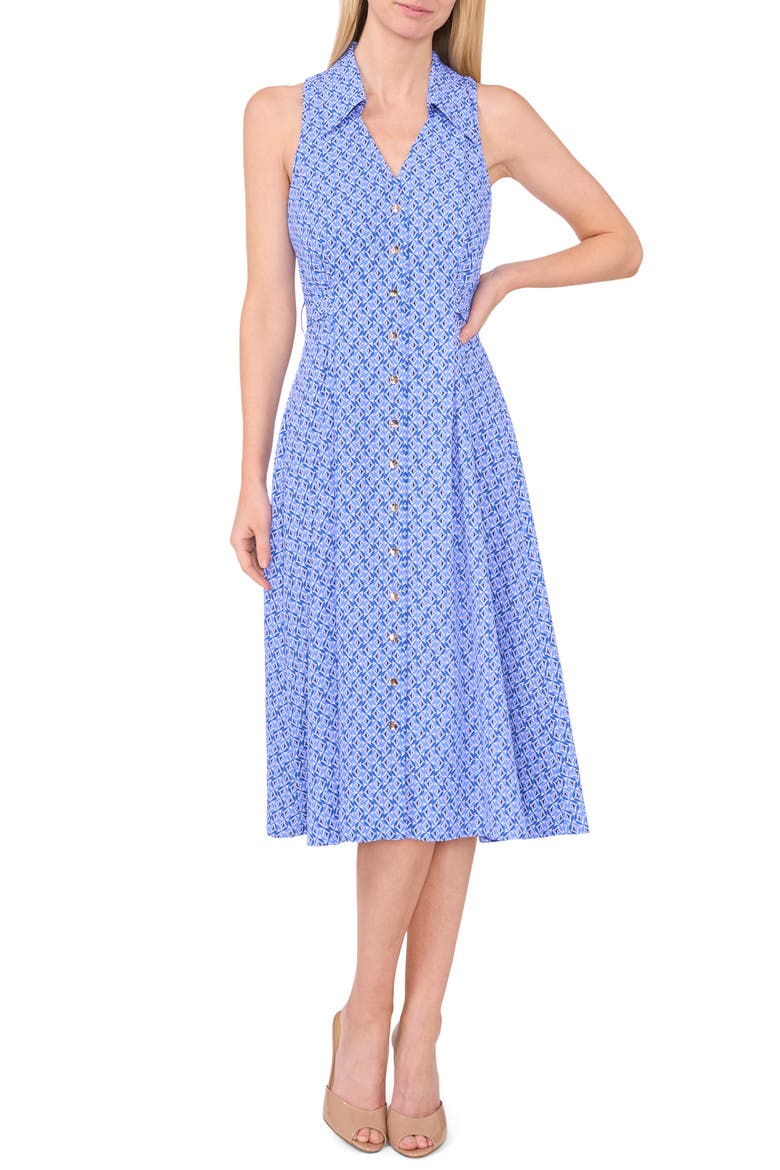 Print Sleeveless Midi Shirtdress, Main, color, TROPIC NIGHT
