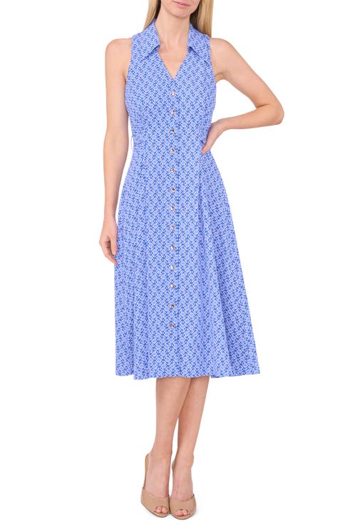 Print Sleeveless Midi Shirtdress