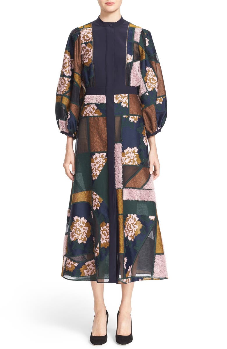 Roksanda 'Gallen' Print Silk Midi Dress, Main, color, 
