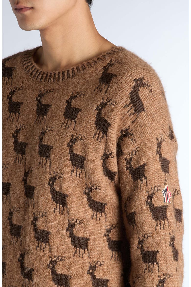 Reindeer Jacquard Alpaca & Virgin Wool Blend Sweater, Alternate, color, BROWN