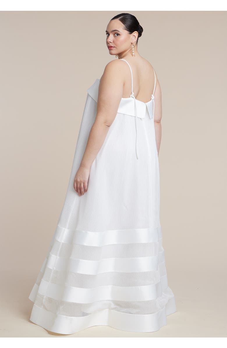 ELOQUII Dramatic Organza Trapeze Gown, Alternate, color, Jet Stream