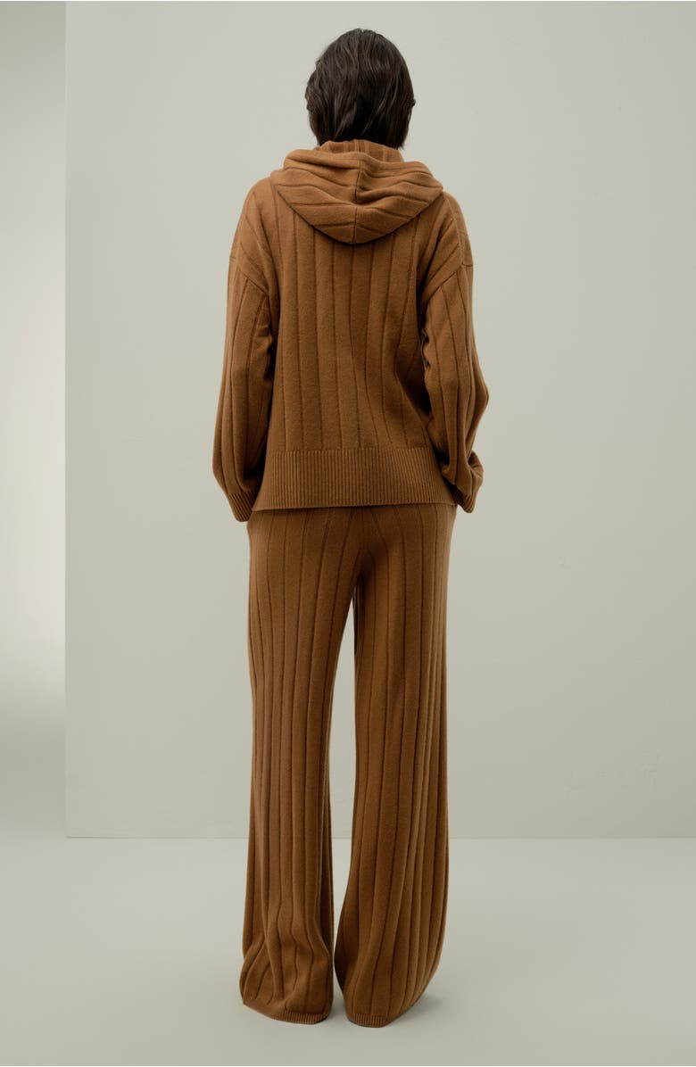 Lilysilk Women's Ribbed Hooded Cashmere Knit Top, Alternate, color, Cinnamon