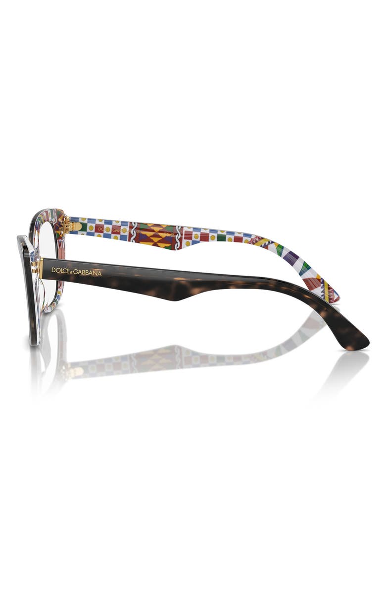Dolce&Gabbana 54mm Cat Eye Optical Glasses, Alternate, color, White Havana