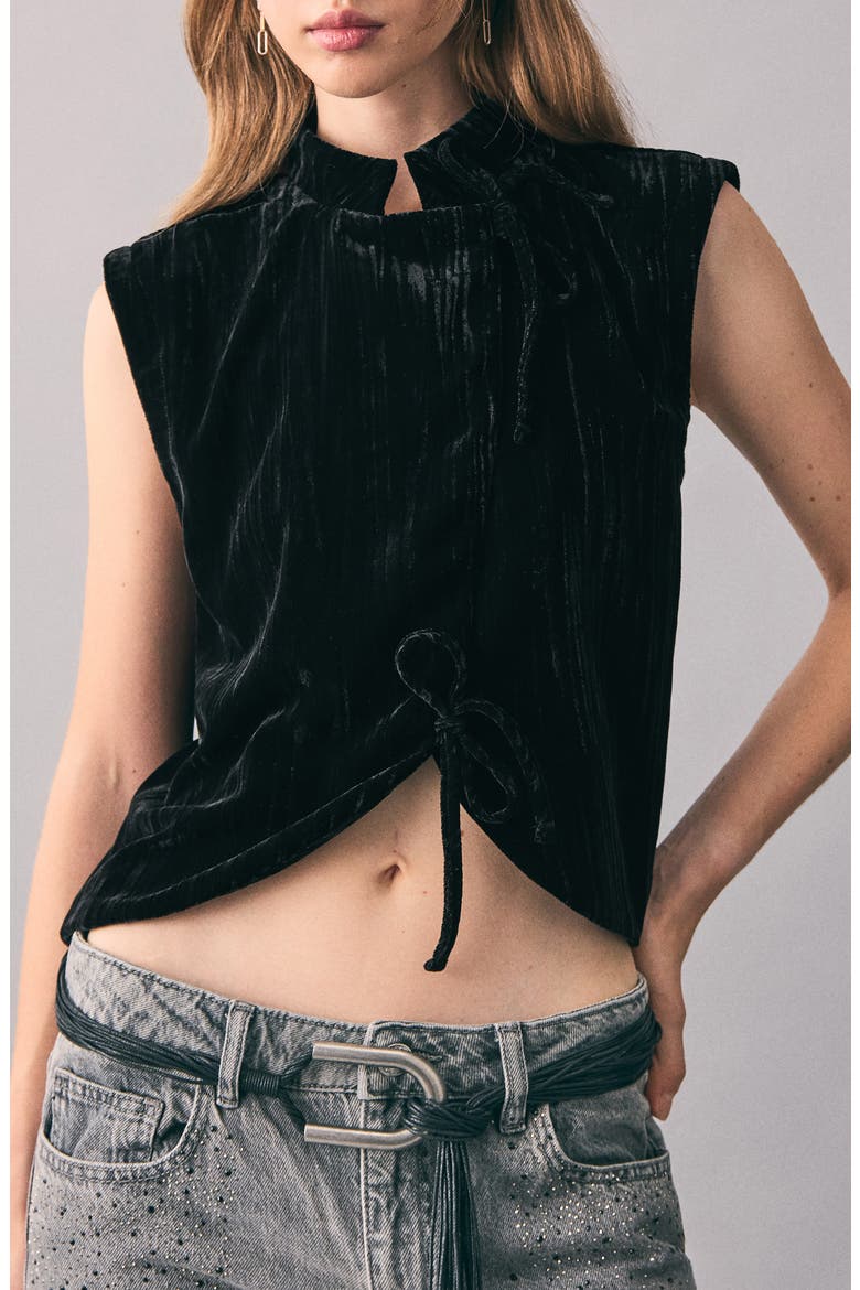 Velvet Crop Vest, Main, color, BLACK