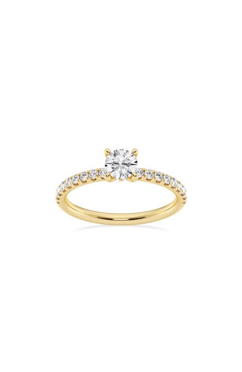 14K Gold Round Lab Created Diamond Ring - 0.85ct.