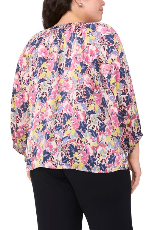 Shop Vince Camuto Floral Satin Button-up Shirt In Violet Blush