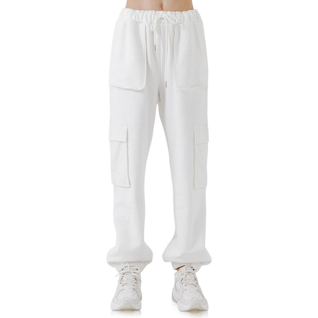 Grey Lab Pocket Loungewear Cotton Joggers In White