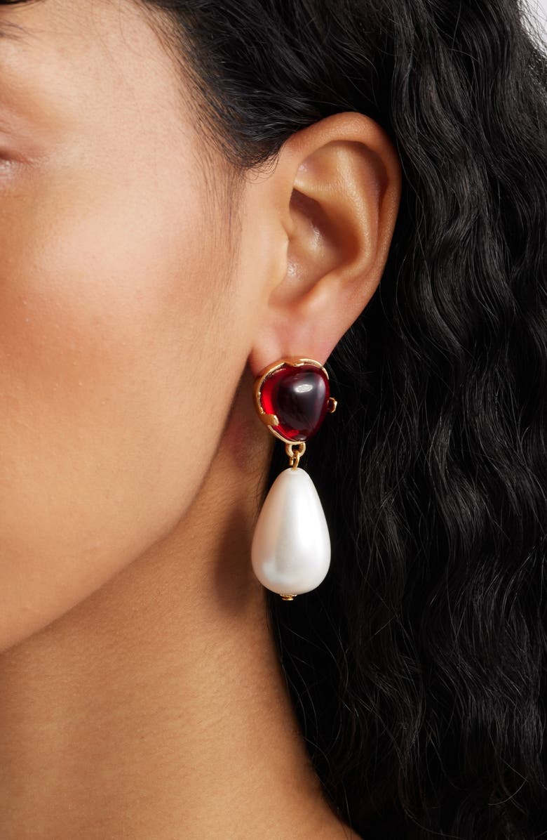 Kenneth Jay Lane Faux Pearl Drop Earrings, Alternate, color, Gold