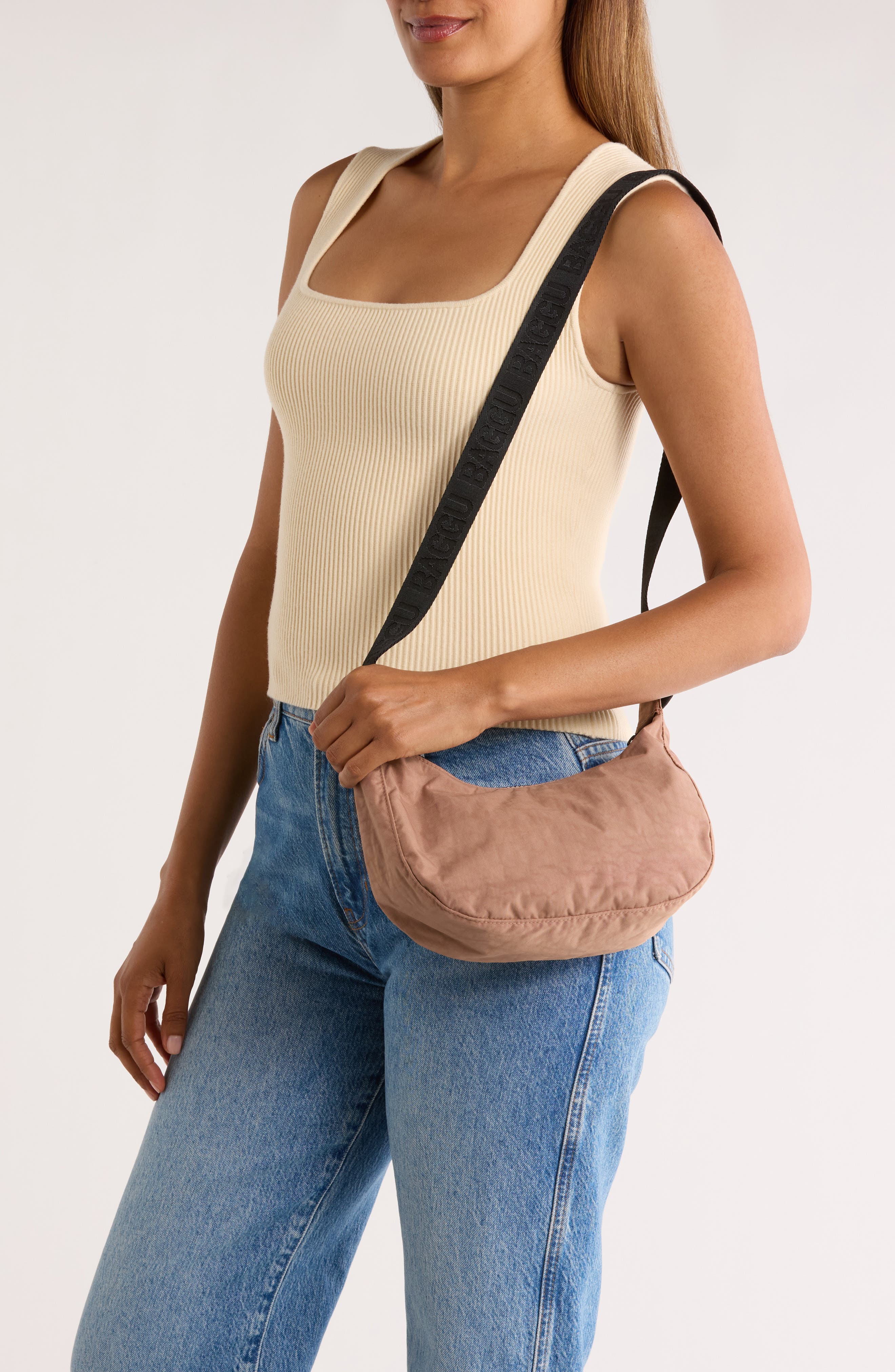 Baggu Small Recycled Nylon Crescent Crossbody Bag, Alternate, color, 