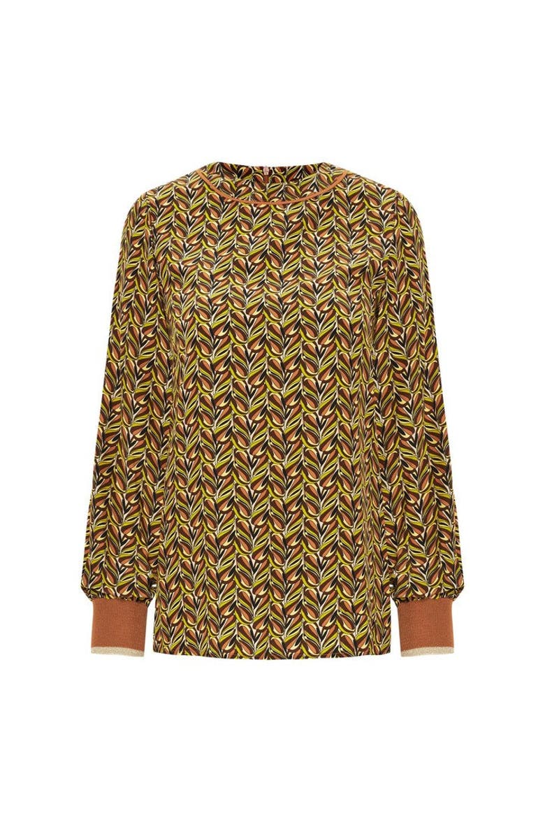 Adina Long Sleeve Blouse, Alternate, color, Brown